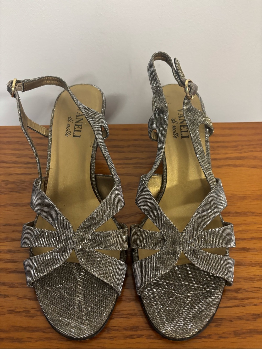 Vaneli Metallic Silver Strappy Heeled Sandals
